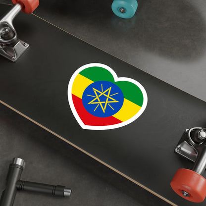 Heart Flag of Ethiopia - STICKER Vinyl Die-Cut Decal-The Sticker Space