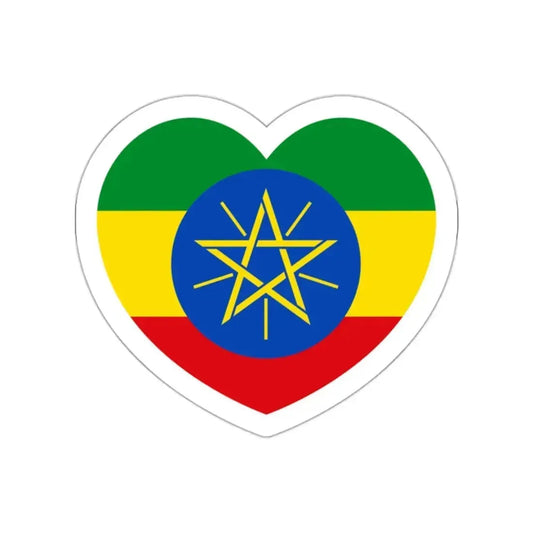 Heart Flag of Ethiopia - STICKER Vinyl Die-Cut Decal White Die-Cut 2 Inch - The Sticker Space