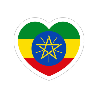 Heart Flag of Ethiopia - STICKER Vinyl Die-Cut Decal-White-The Sticker Space