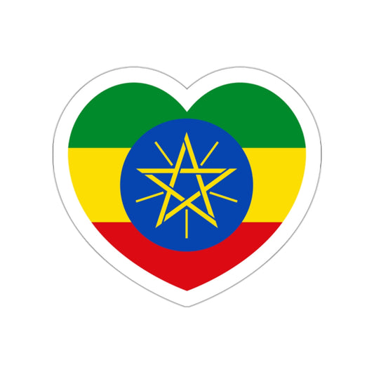 Heart Flag of Ethiopia - STICKER Vinyl Die-Cut Decal-White-The Sticker Space