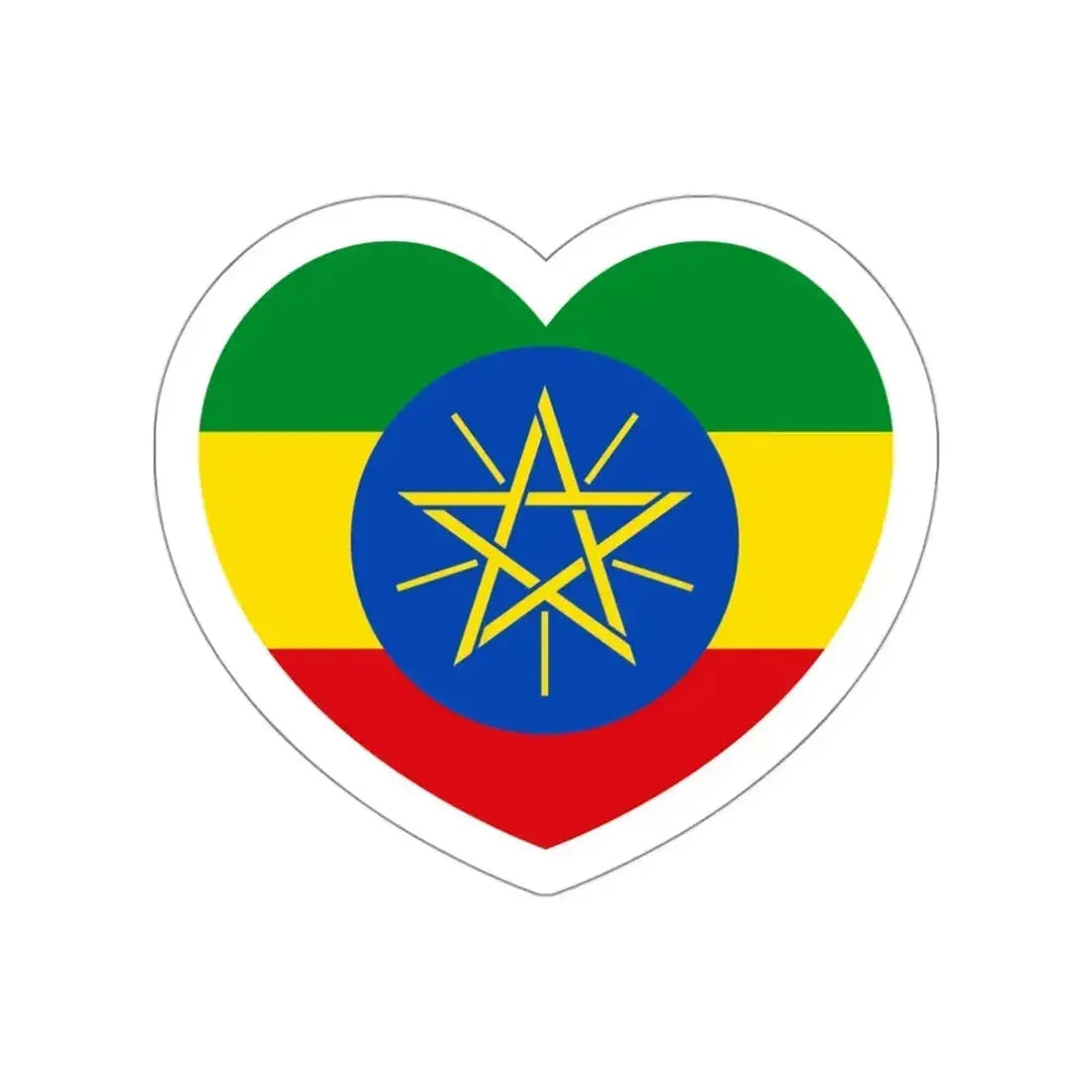 Heart Flag of Ethiopia - STICKER Vinyl Die-Cut Decal White Die-Cut 3 Inch - The Sticker Space