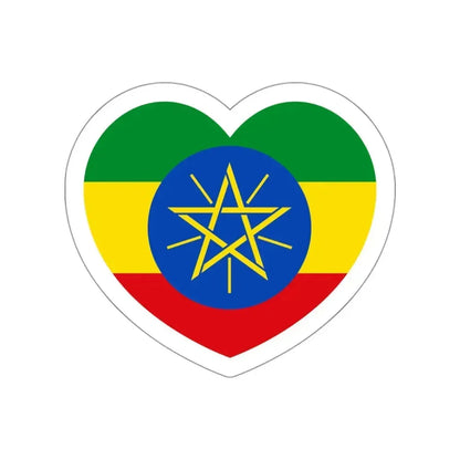 Heart Flag of Ethiopia - STICKER Vinyl Die-Cut Decal White Die-Cut 3 Inch - The Sticker Space