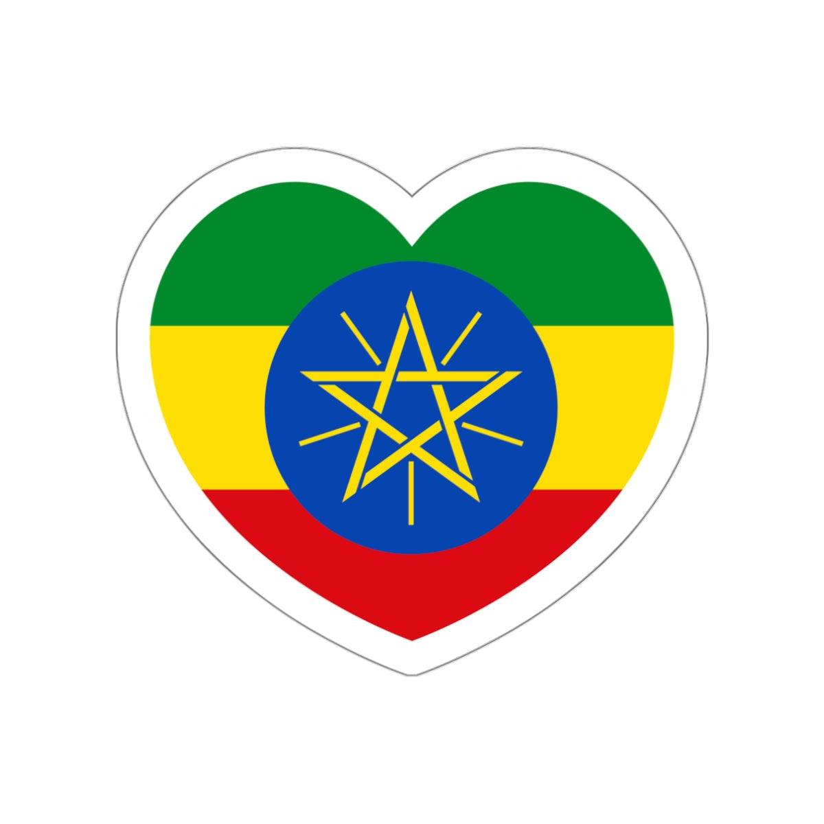 Heart Flag of Ethiopia - STICKER Vinyl Die-Cut Decal-White-The Sticker Space