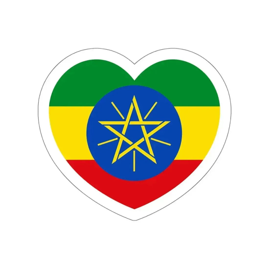 Heart Flag of Ethiopia - STICKER Vinyl Die-Cut Decal White Die-Cut 4 Inch - The Sticker Space