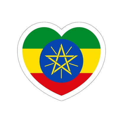 Heart Flag of Ethiopia - STICKER Vinyl Die-Cut Decal White Die-Cut 4 Inch - The Sticker Space