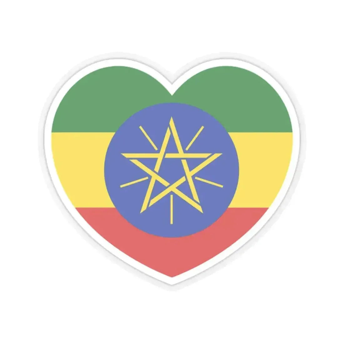 Heart Flag of Ethiopia - STICKER Vinyl Kiss-Cut Decal 2 Inch Transparent - The Sticker Space