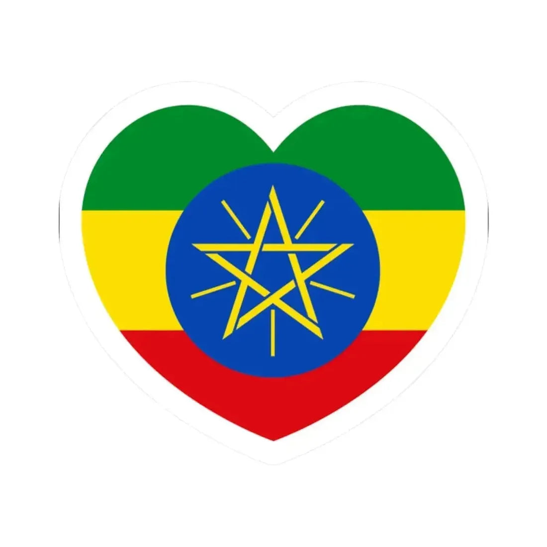Heart Flag of Ethiopia - STICKER Vinyl Kiss-Cut Decal 2 Inch White - The Sticker Space