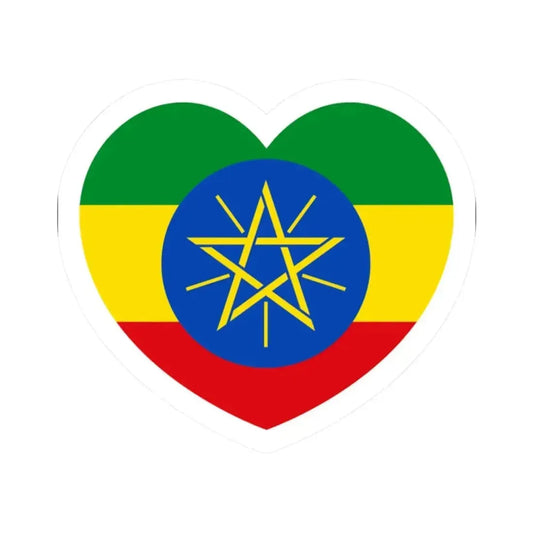 Heart Flag of Ethiopia - STICKER Vinyl Kiss-Cut Decal 2 Inch White - The Sticker Space