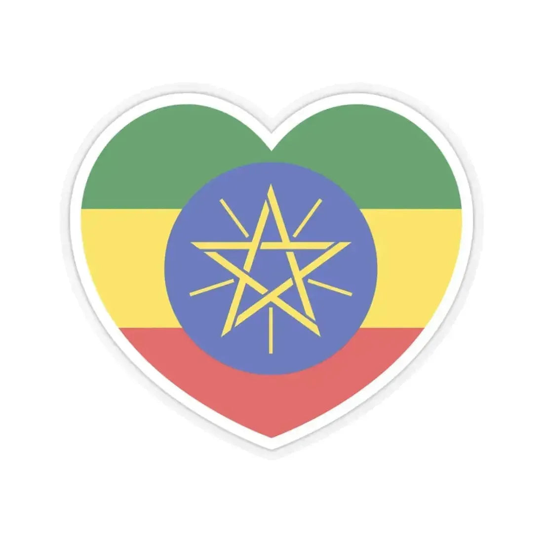Heart Flag of Ethiopia - STICKER Vinyl Kiss-Cut Decal 3 Inch Transparent - The Sticker Space