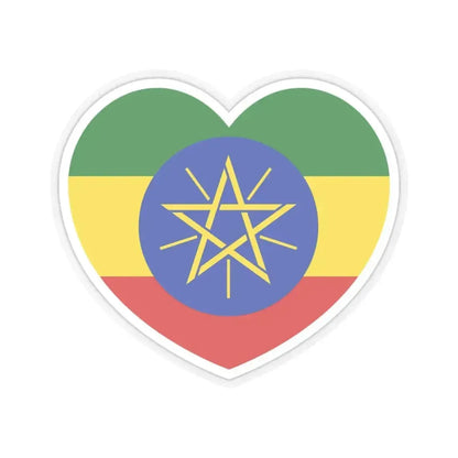 Heart Flag of Ethiopia - STICKER Vinyl Kiss-Cut Decal 3 Inch Transparent - The Sticker Space