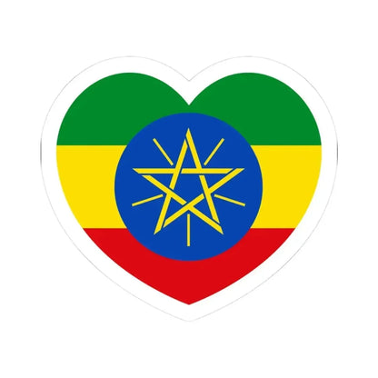 Heart Flag of Ethiopia - STICKER Vinyl Kiss-Cut Decal 3 Inch White - The Sticker Space