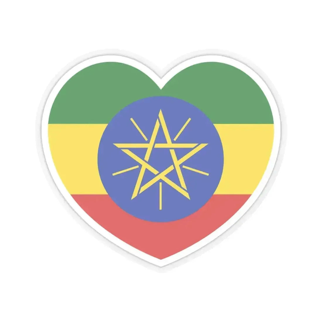 Heart Flag of Ethiopia - STICKER Vinyl Kiss-Cut Decal 4 Inch Transparent - The Sticker Space
