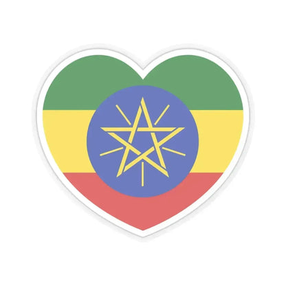 Heart Flag of Ethiopia - STICKER Vinyl Kiss-Cut Decal 4 Inch Transparent - The Sticker Space