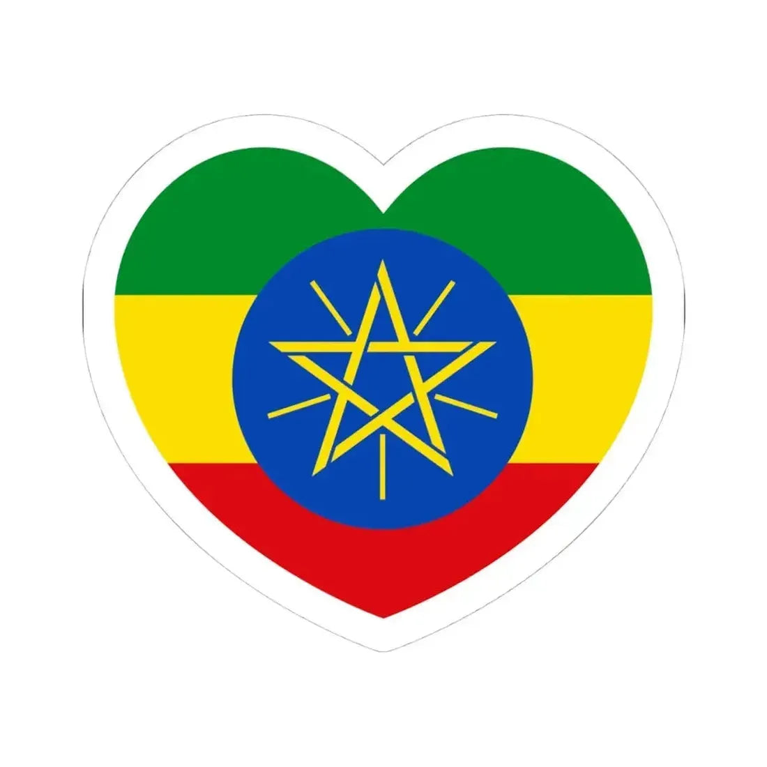 Heart Flag of Ethiopia - STICKER Vinyl Kiss-Cut Decal 4 Inch White - The Sticker Space