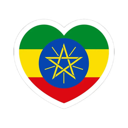 Heart Flag of Ethiopia - STICKER Vinyl Kiss-Cut Decal 4 Inch White - The Sticker Space