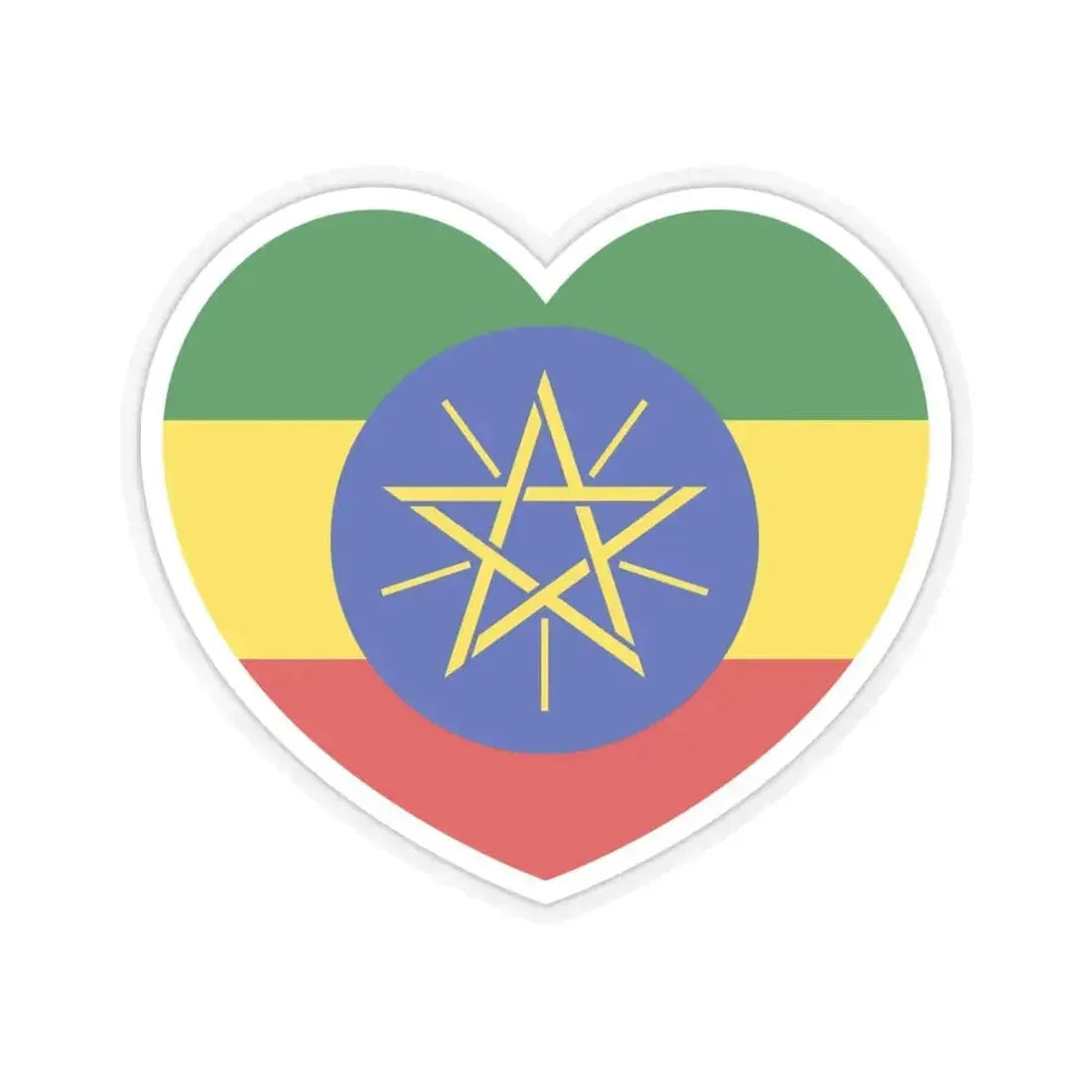 Heart Flag of Ethiopia - STICKER Vinyl Kiss-Cut Decal 6 Inch Transparent - The Sticker Space