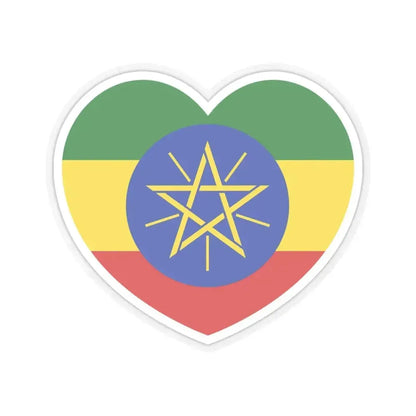 Heart Flag of Ethiopia - STICKER Vinyl Kiss-Cut Decal 6 Inch Transparent - The Sticker Space