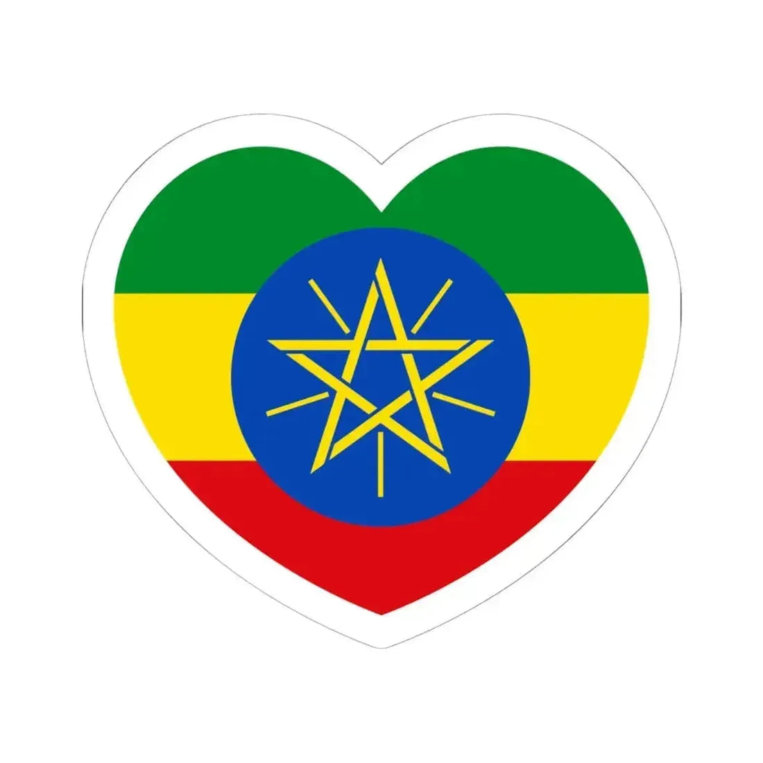 Heart Flag of Ethiopia - STICKER Vinyl Kiss-Cut Decal 6 Inch White - The Sticker Space