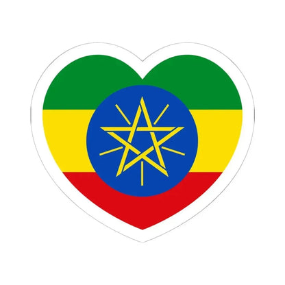 Heart Flag of Ethiopia - STICKER Vinyl Kiss-Cut Decal 6 Inch White - The Sticker Space
