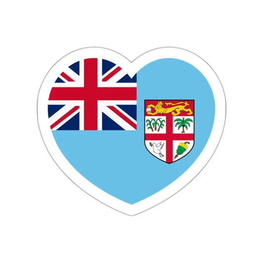 Heart Flag of Fiji - STICKER Vinyl Die-Cut Decal White Die-Cut 2 Inch - The Sticker Space