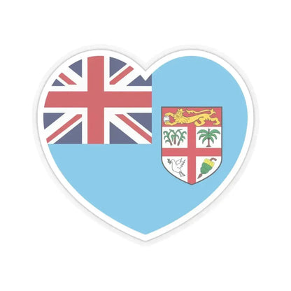 Heart Flag of Fiji - STICKER Vinyl Kiss-Cut Decal 4 Inch Transparent - The Sticker Space