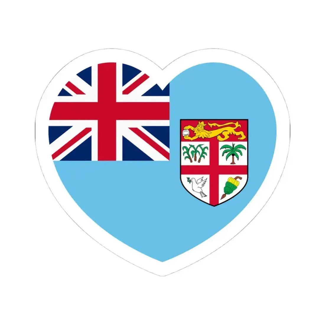 Heart Flag of Fiji - STICKER Vinyl Kiss-Cut Decal 4 Inch White - The Sticker Space