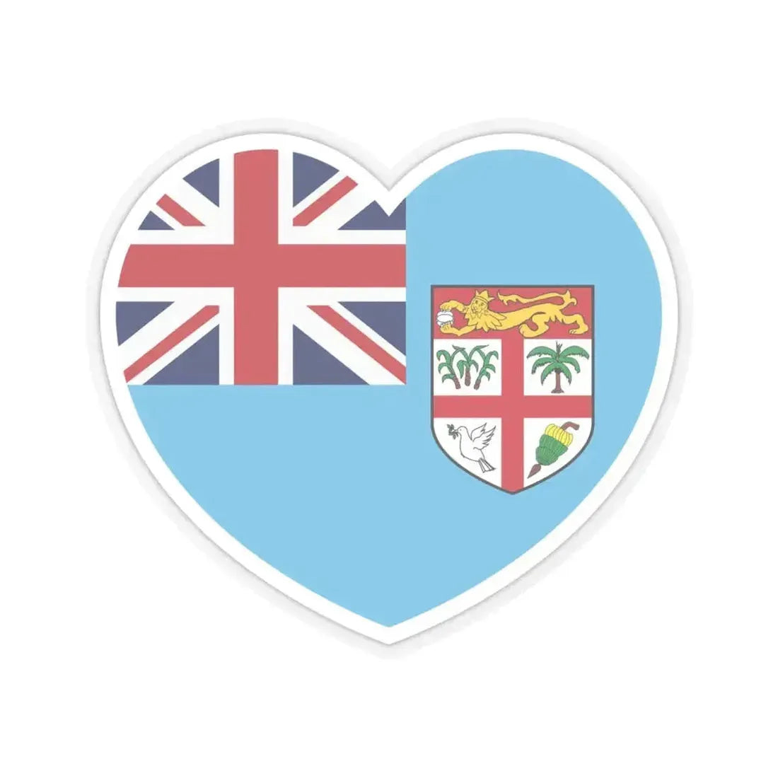 Heart Flag of Fiji - STICKER Vinyl Kiss-Cut Decal 6 Inch Transparent - The Sticker Space