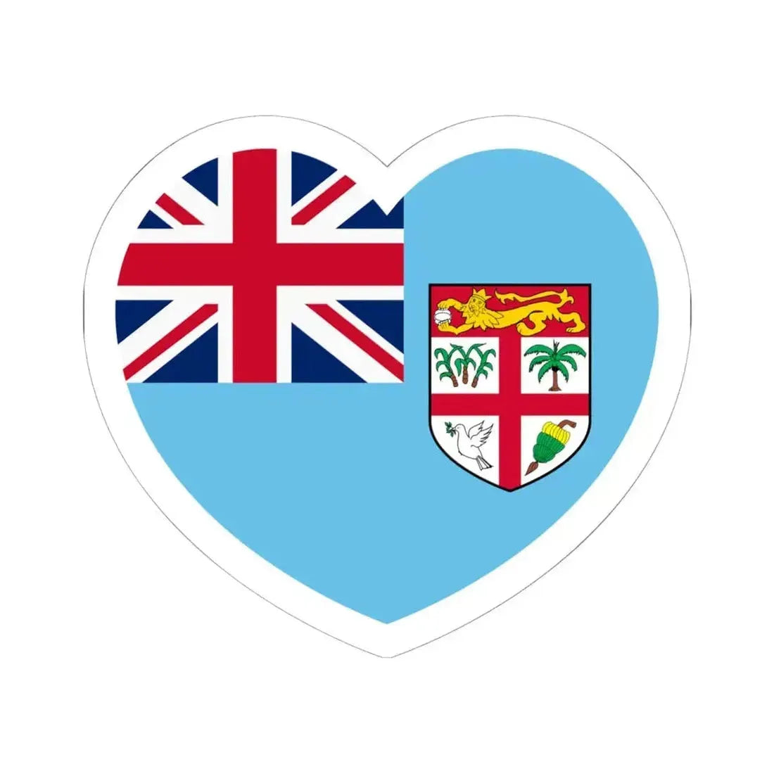 Heart Flag of Fiji - STICKER Vinyl Kiss-Cut Decal 6 Inch White - The Sticker Space