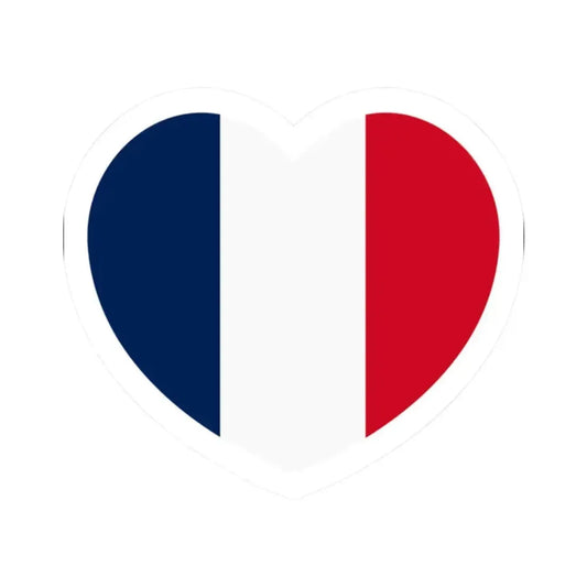 Heart Flag of France - STICKER Vinyl Kiss-Cut Decal 2 Inch White - The Sticker Space