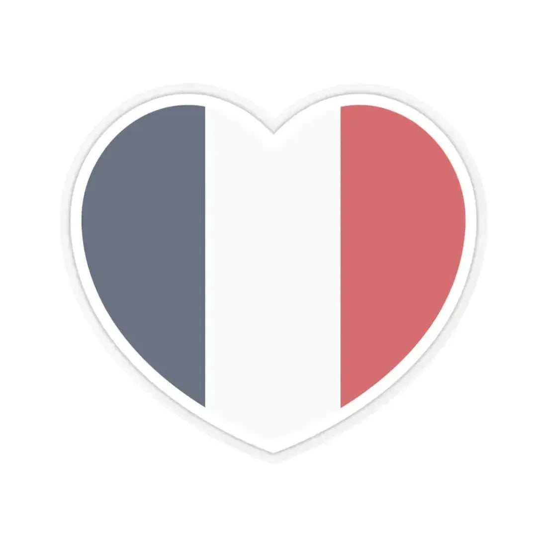 Heart Flag of France - STICKER Vinyl Kiss-Cut Decal 3 Inch Transparent - The Sticker Space