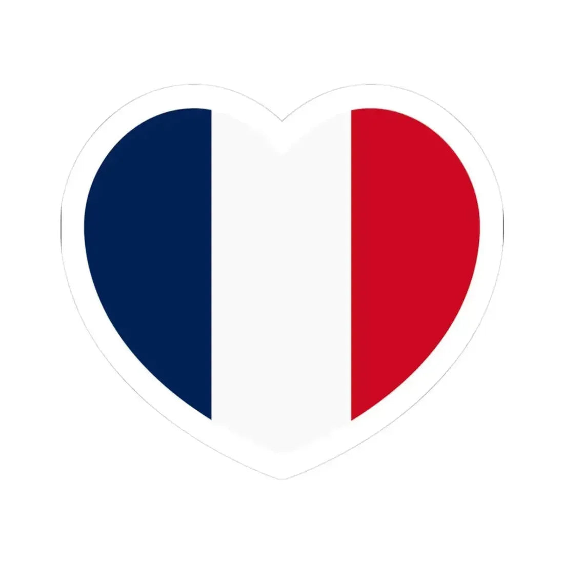 Heart Flag of France - STICKER Vinyl Kiss-Cut Decal 3 Inch White - The Sticker Space