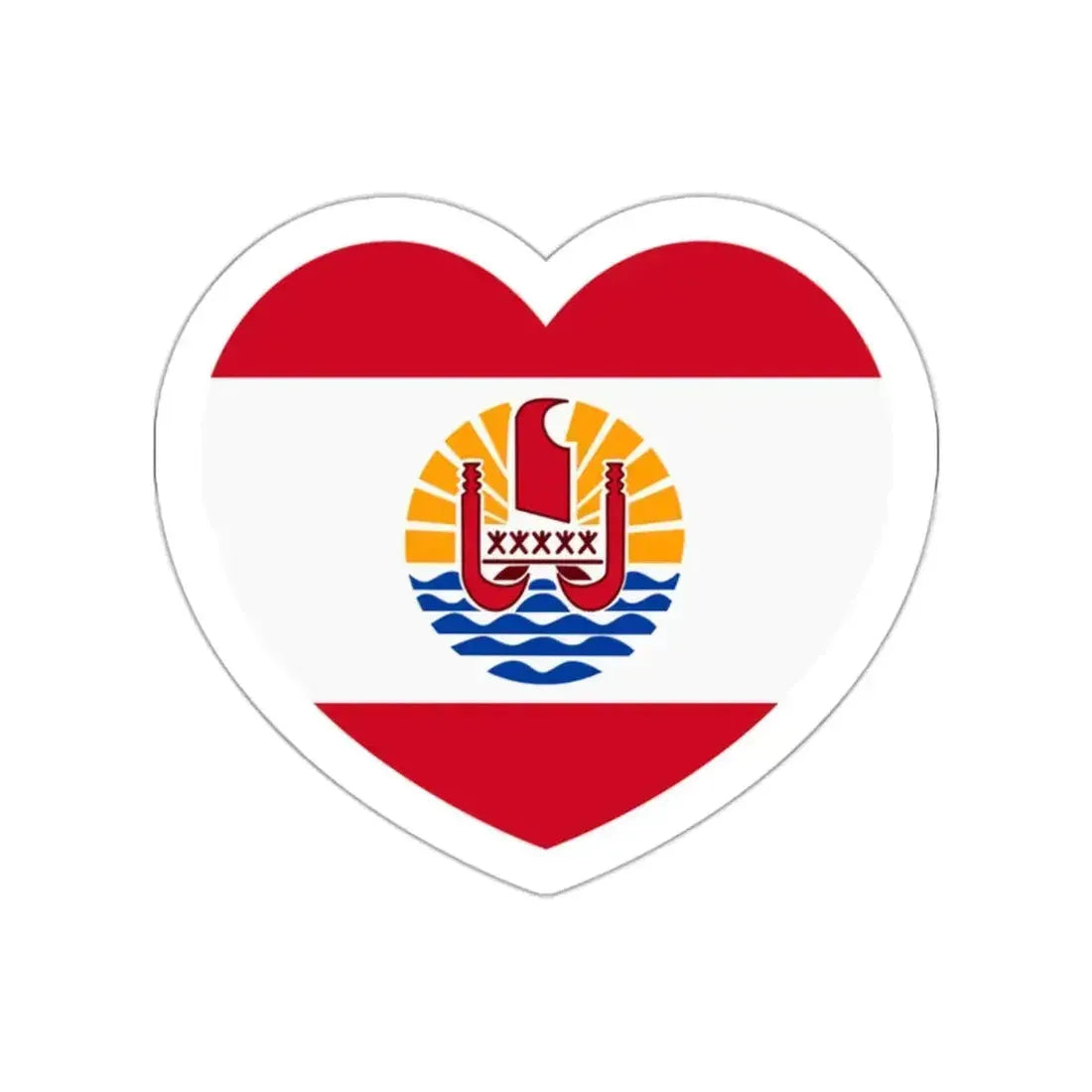 Heart Flag of French Polynesia - STICKER Vinyl Die-Cut Decal White Die-Cut 2 Inch - The Sticker Space