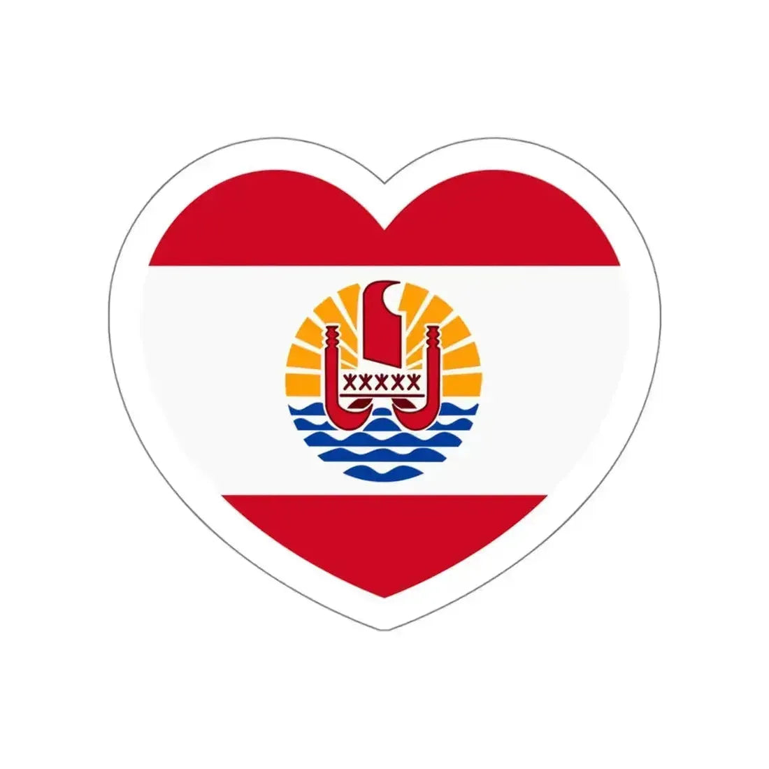 Heart Flag of French Polynesia - STICKER Vinyl Die-Cut Decal White Die-Cut 4 Inch - The Sticker Space
