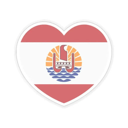 Heart Flag of French Polynesia - STICKER Vinyl Kiss-Cut Decal 2 Inch Transparent - The Sticker Space