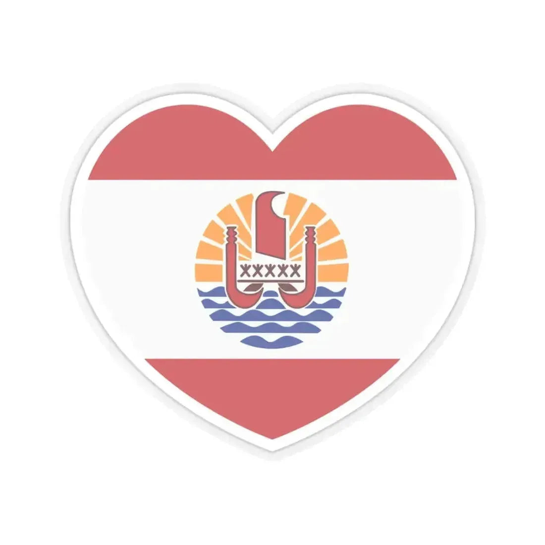 Heart Flag of French Polynesia - STICKER Vinyl Kiss-Cut Decal 3 Inch Transparent - The Sticker Space
