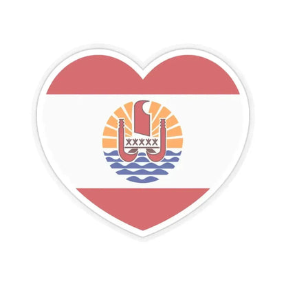 Heart Flag of French Polynesia - STICKER Vinyl Kiss-Cut Decal 3 Inch Transparent - The Sticker Space