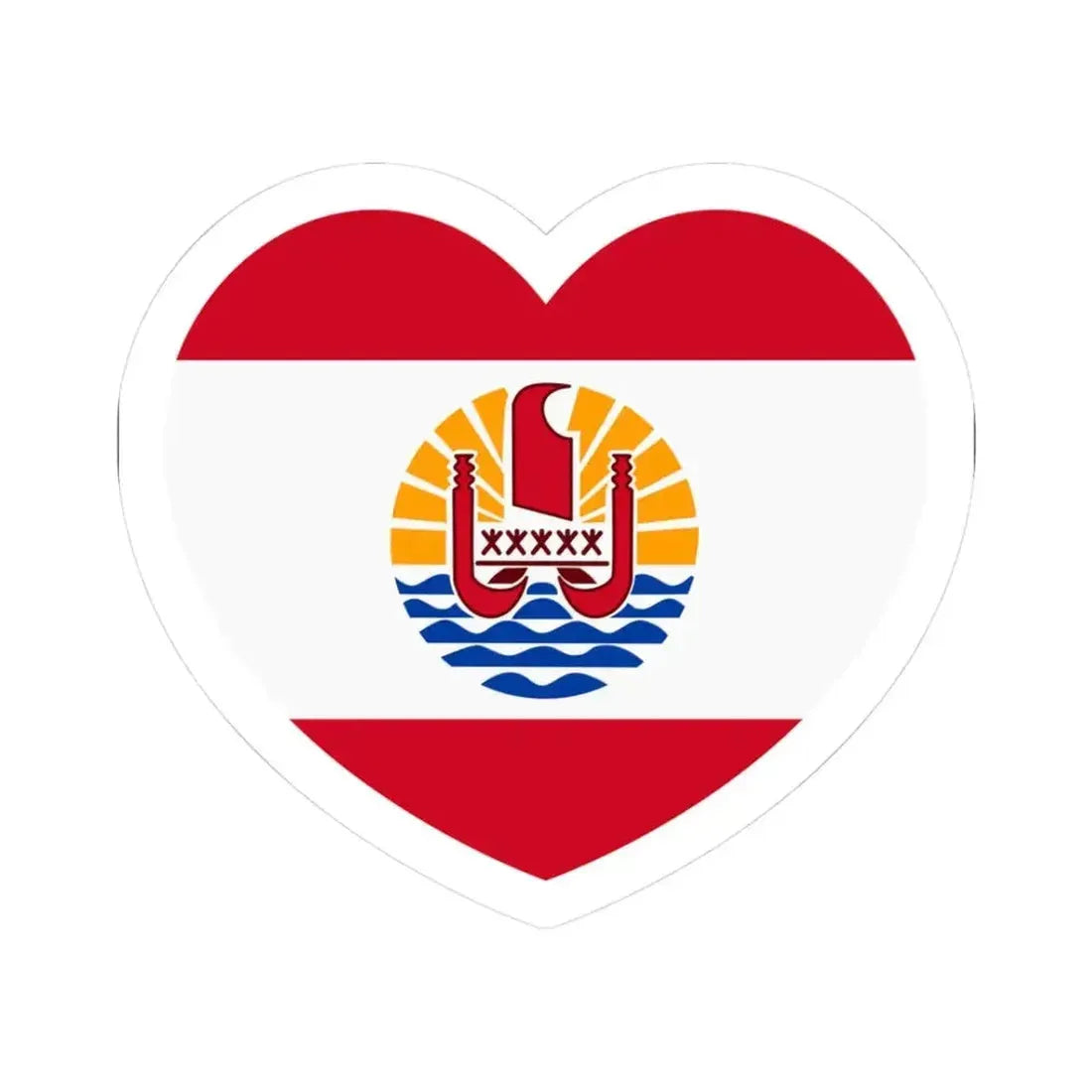 Heart Flag of French Polynesia - STICKER Vinyl Kiss-Cut Decal 3 Inch White - The Sticker Space