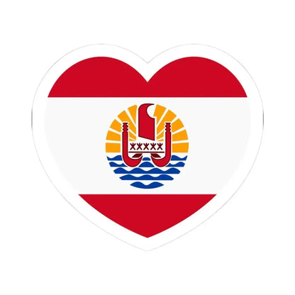 Heart Flag of French Polynesia - STICKER Vinyl Kiss-Cut Decal 3 Inch White - The Sticker Space