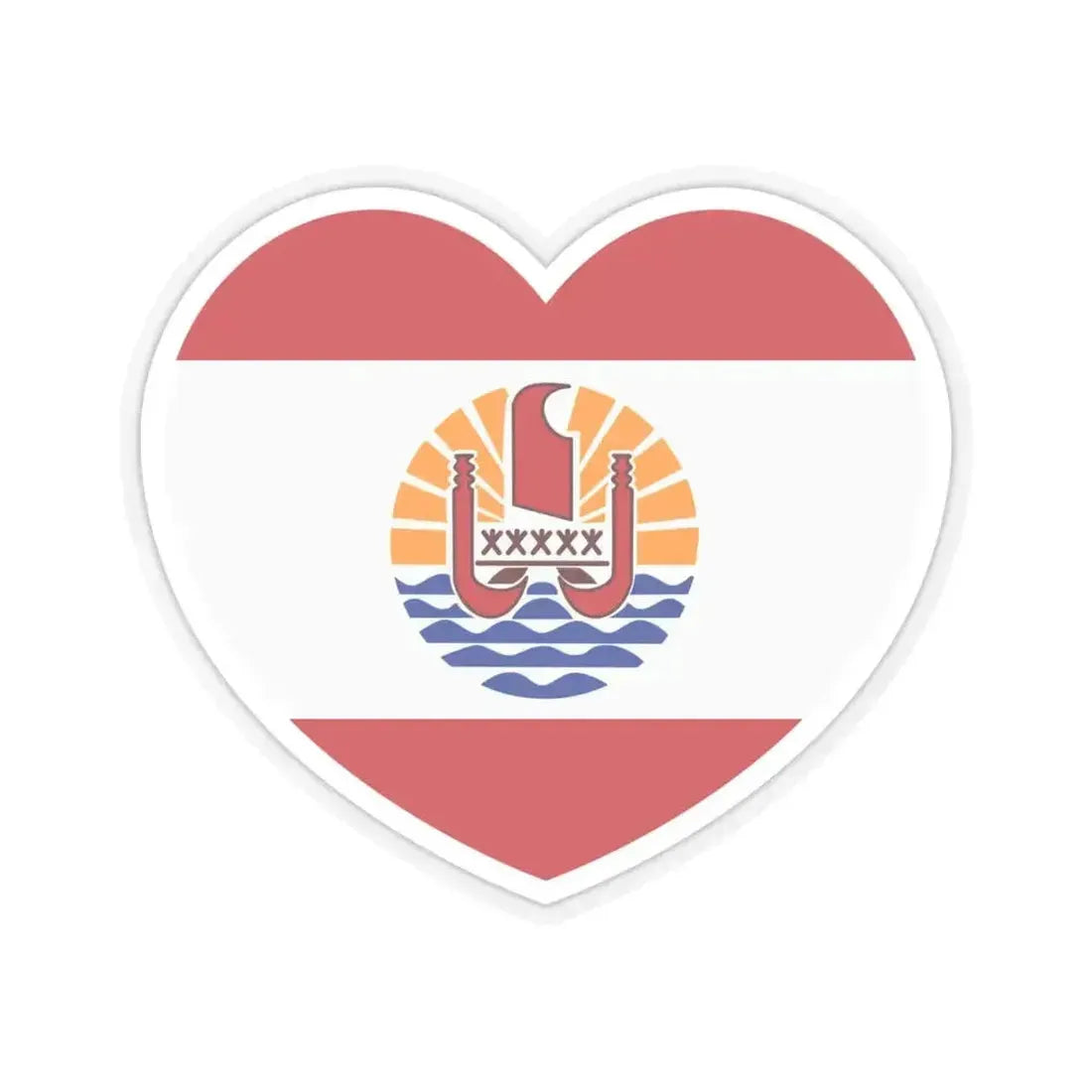 Heart Flag of French Polynesia - STICKER Vinyl Kiss-Cut Decal 4 Inch Transparent - The Sticker Space