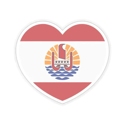 Heart Flag of French Polynesia - STICKER Vinyl Kiss-Cut Decal 4 Inch Transparent - The Sticker Space