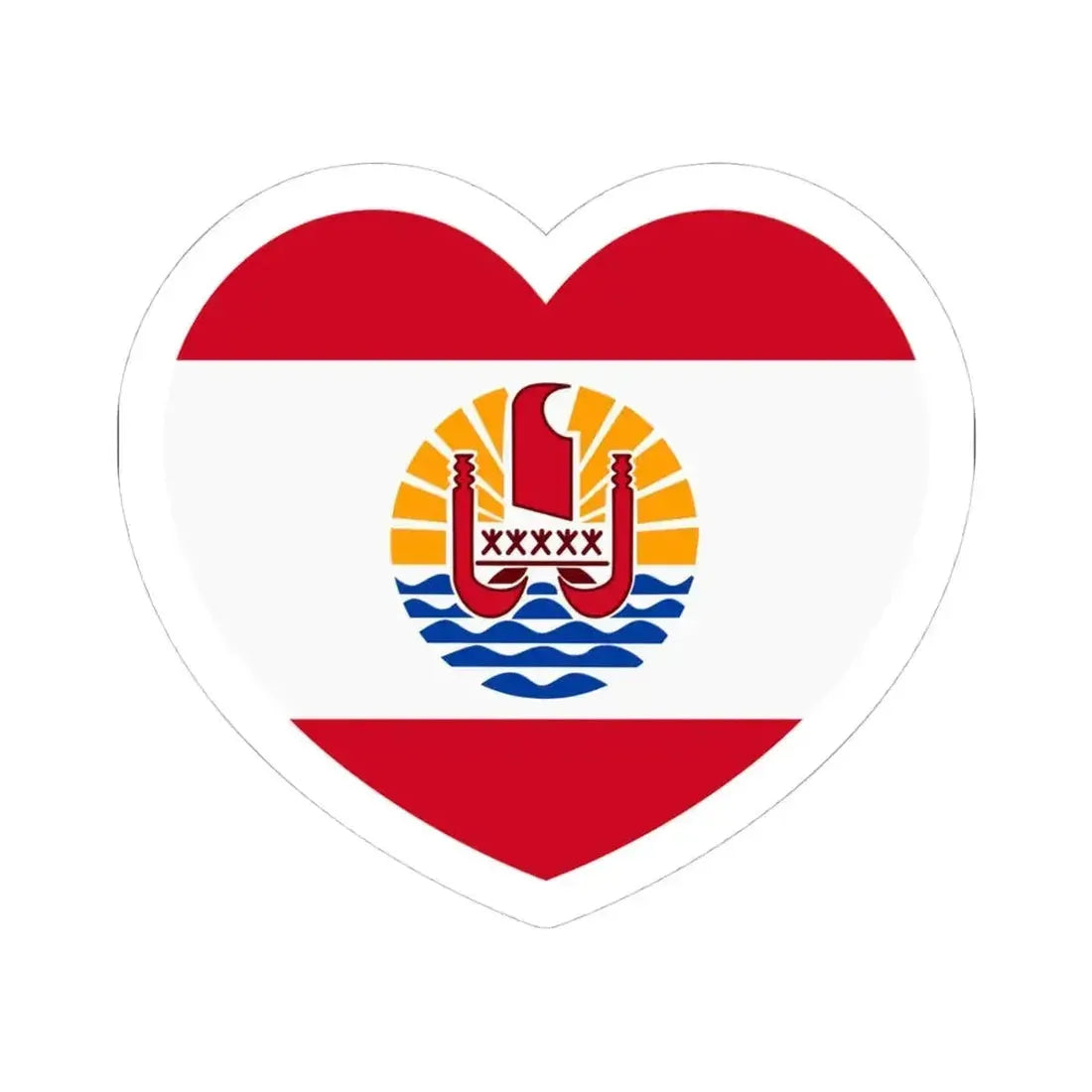 Heart Flag of French Polynesia - STICKER Vinyl Kiss-Cut Decal 4 Inch White - The Sticker Space