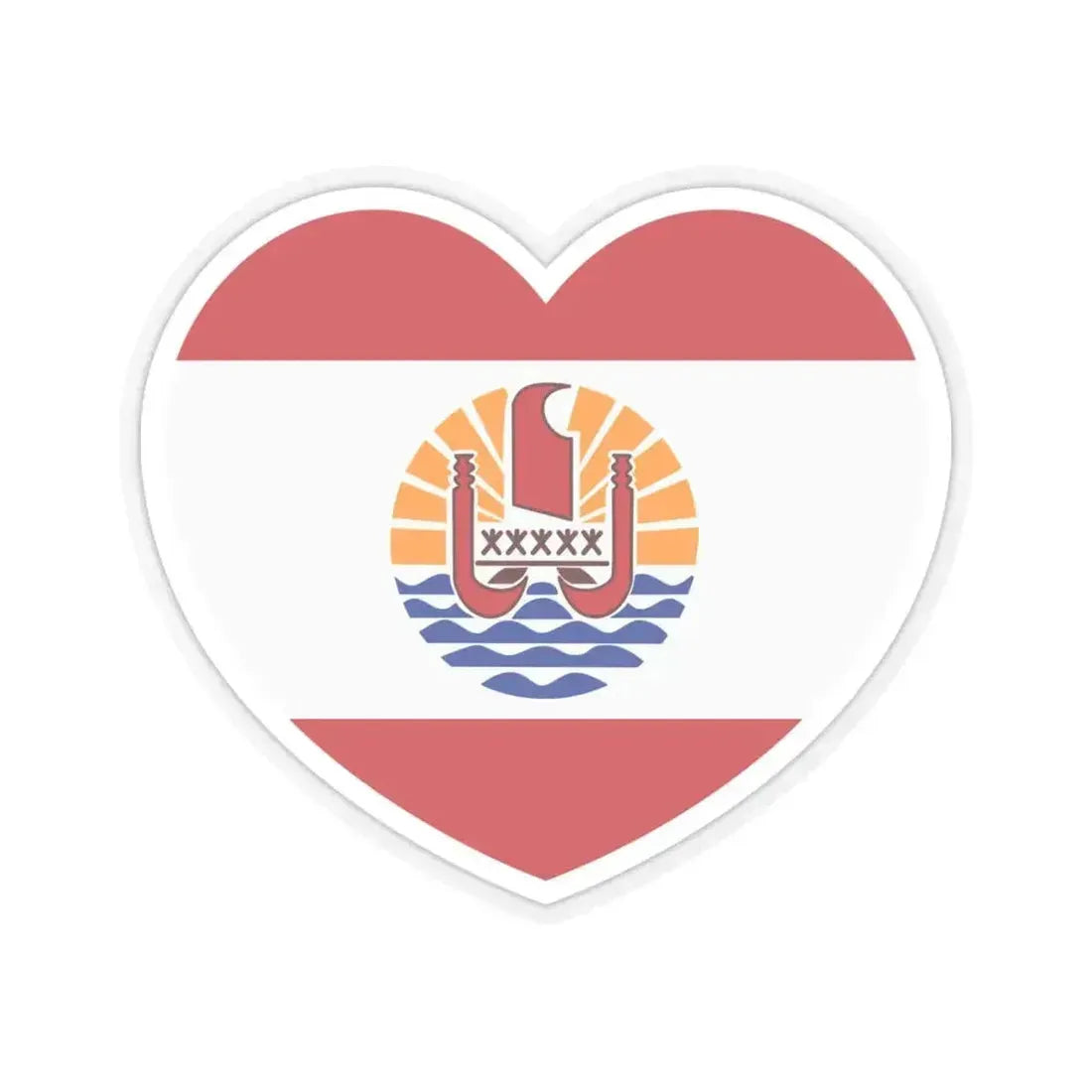 Heart Flag of French Polynesia - STICKER Vinyl Kiss-Cut Decal 6 Inch Transparent - The Sticker Space