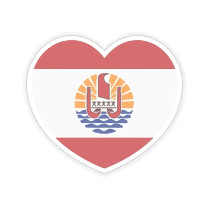 Heart Flag of French Polynesia - STICKER Vinyl Kiss-Cut Decal 6 Inch Transparent - The Sticker Space