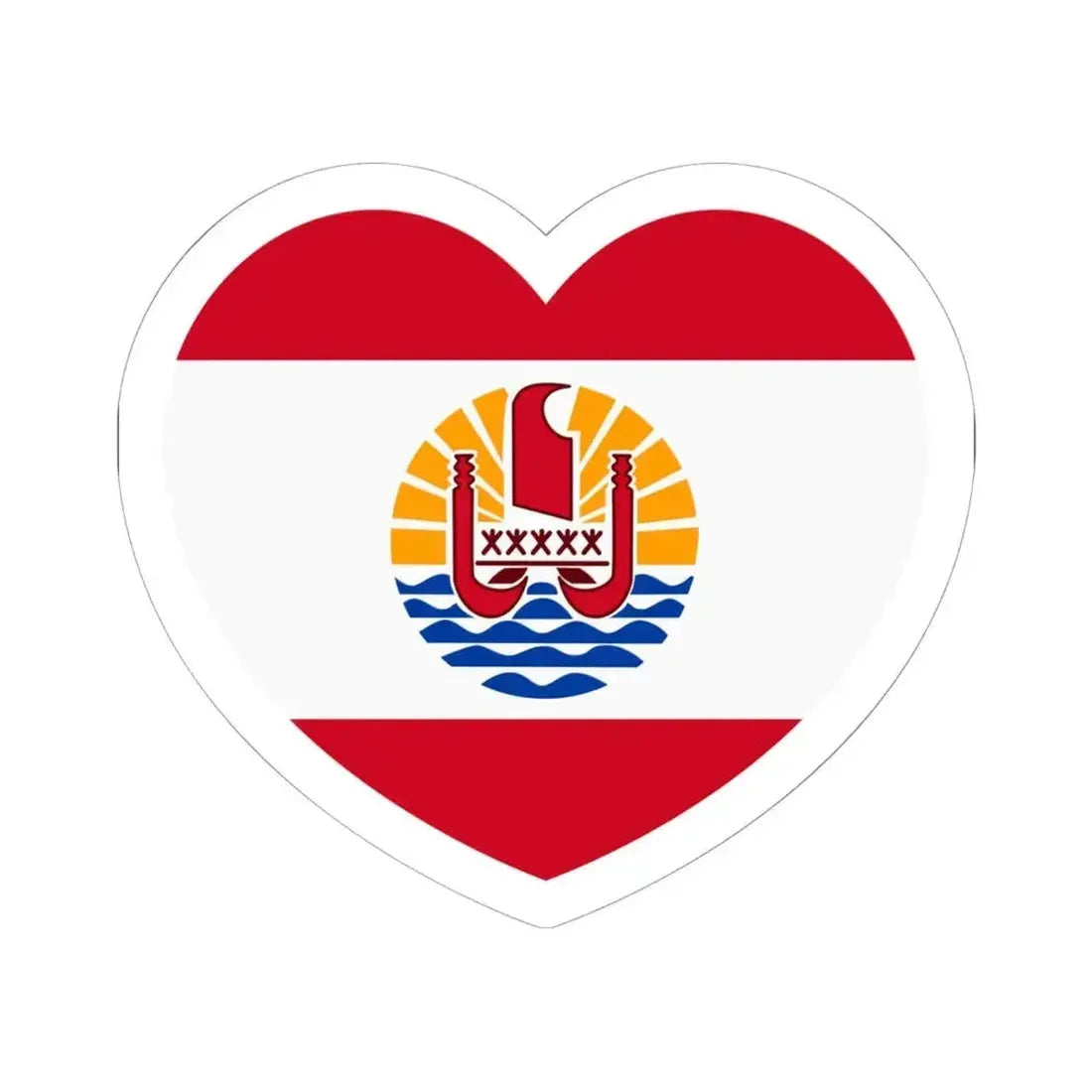 Heart Flag of French Polynesia - STICKER Vinyl Kiss-Cut Decal 6 Inch White - The Sticker Space