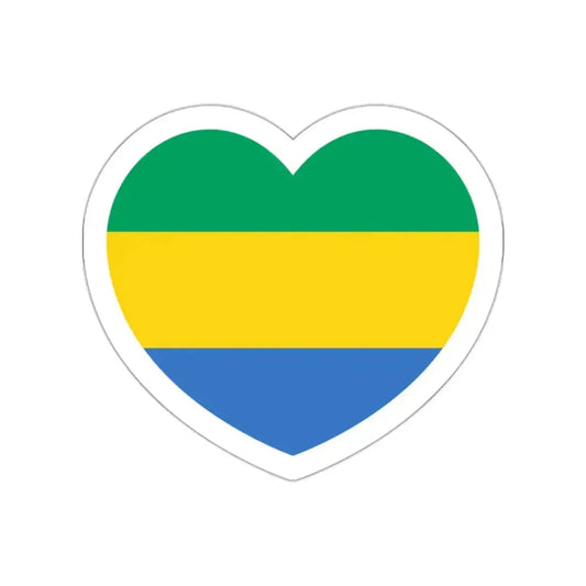 Heart Flag of Gabon - STICKER Vinyl Die-Cut Decal White Die-Cut 2 Inch - The Sticker Space