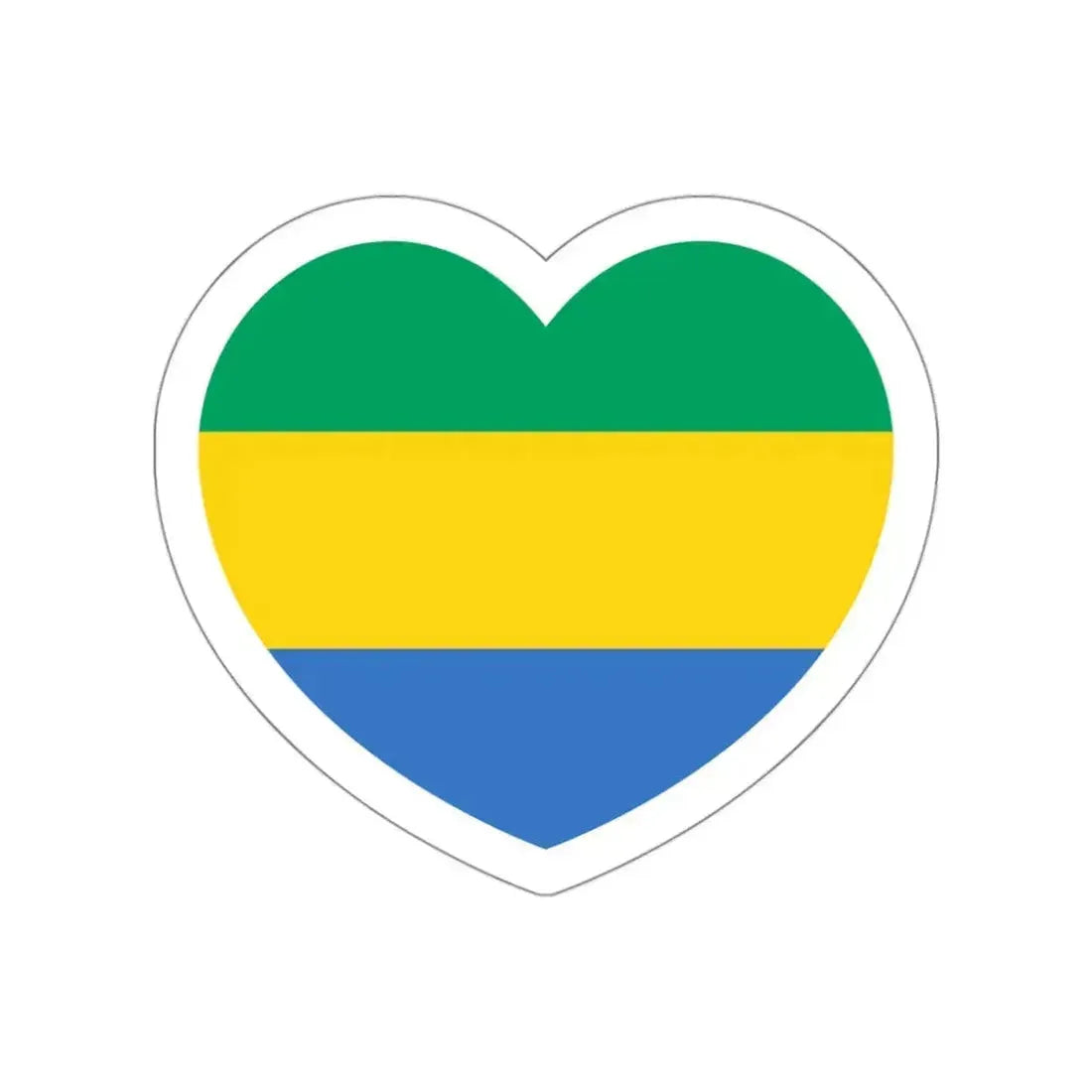 Heart Flag of Gabon - STICKER Vinyl Die-Cut Decal White Die-Cut 3 Inch - The Sticker Space