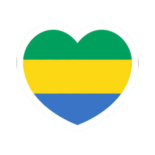 Heart Flag of Gabon - STICKER Vinyl Kiss-Cut Decal 2 Inch White - The Sticker Space
