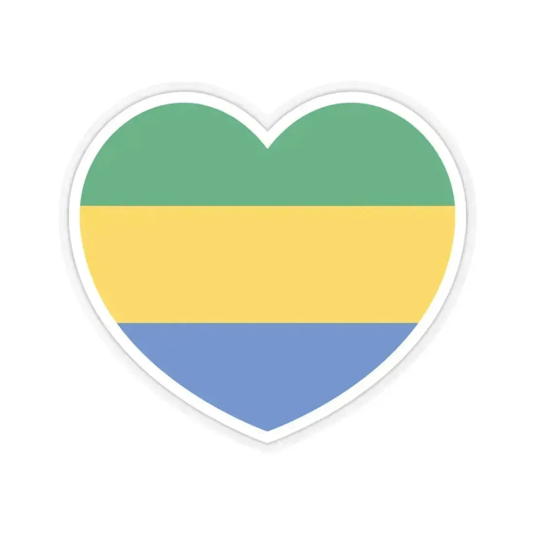 Heart Flag of Gabon - STICKER Vinyl Kiss-Cut Decal 3 Inch Transparent - The Sticker Space