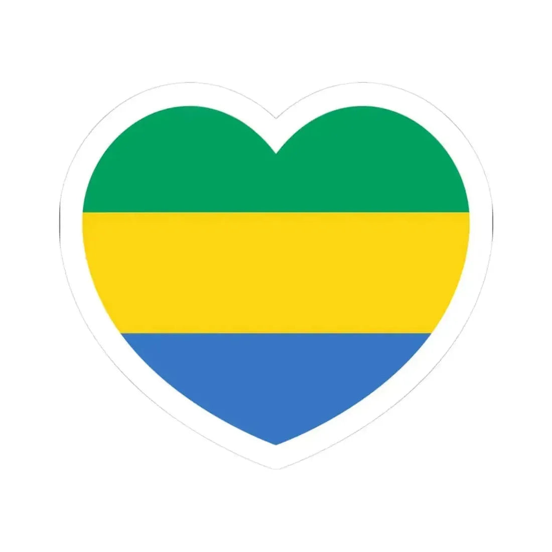 Heart Flag of Gabon - STICKER Vinyl Kiss-Cut Decal 3 Inch White - The Sticker Space