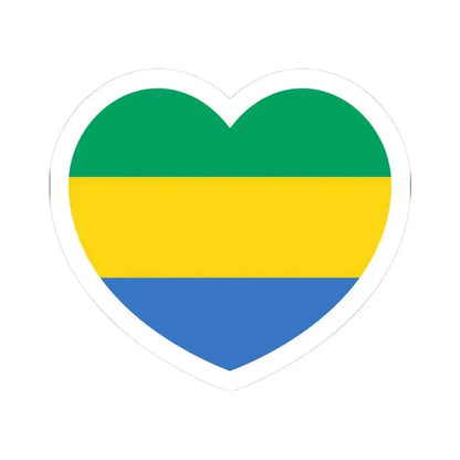 Heart Flag of Gabon - STICKER Vinyl Kiss-Cut Decal 3 Inch White - The Sticker Space